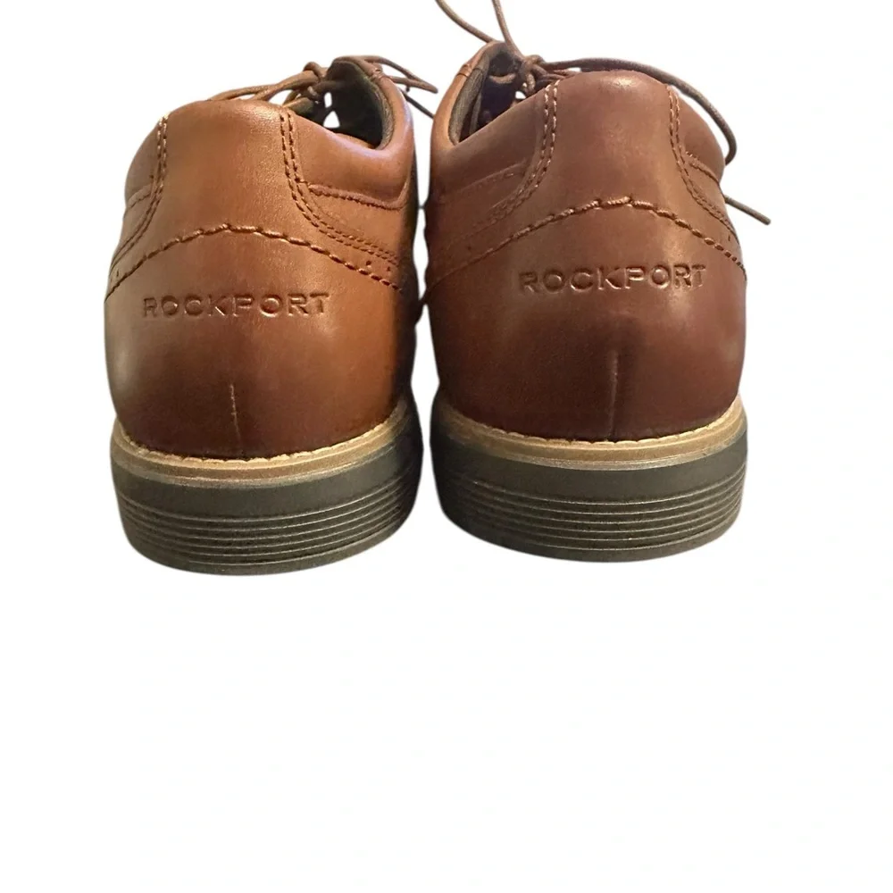 Rockport Total Motion Mens Tan Leather Wingtip Oxford Dress Shoes CJ2865 Size 12